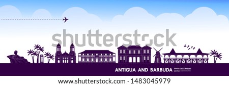 Antigua and Barbuda travel destination grand vector illustration.