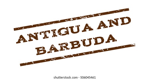 Antigua And Barbuda watermark stamp. Text Caption between parallel lines with grunge design style. Rubber seal stamp with dirty texture. Vector brown color ink imprint on a white background.