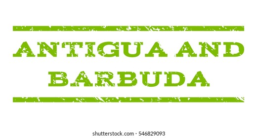 Antigua and Barbuda watermark stamp. Text caption between horizontal parallel lines with grunge design style. Rubber seal stamp with dust texture.