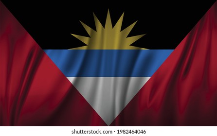 Ilustración vectorial de la bandera ondulada de Antigua y Barbuda