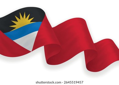 Antígua e Barbuda bandeira de ondulação com cores brilhantes no fundo limpo
