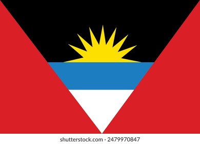 Antigua and Barbuda waving flag pattern background. Realistic national flag design. Abstract vector template.