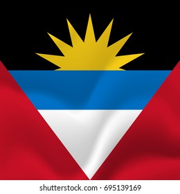 Antigua and Barbuda waving flag. Vector illustration.