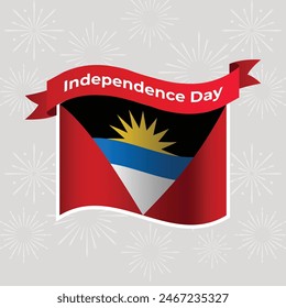 Antigua and Barbuda Wavy Flag Independence Day Banner Background