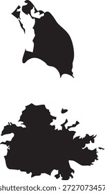 Antigua and Bermuda Map Silhouette Vector