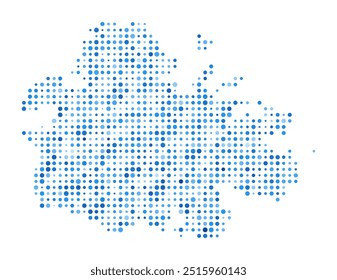 Mapa de Antigua Dot. Forma de Estilo Digital Island. Imagem vetorial de Antígua. Forma de ilha pontos circulares azuis. Ilustração vetorial com estilo.