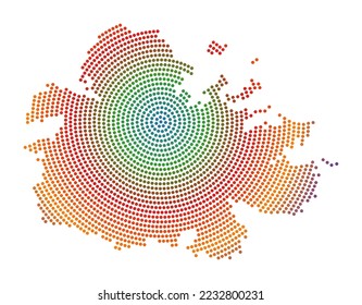 Antigua dotted map. Digital style shape of Antigua. Tech icon of the island with gradiented dots. Cool vector illustration.