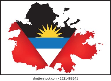 Antigua Flag Design und Barbuda Flag Design und Kartendesign