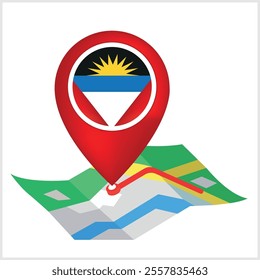 Antigua Flag Location Symbol and Location Symbol