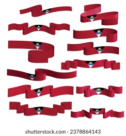 antigua flag ribbon vector element bundle set