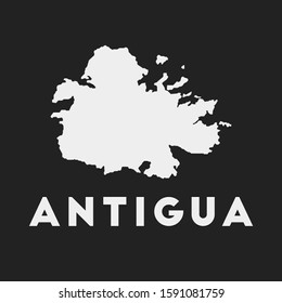 Antigua icon. Island map on dark background. Stylish Antigua map with island name. Vector illustration.