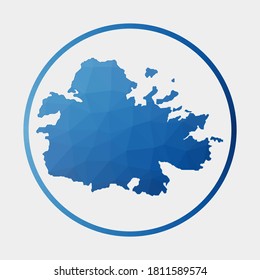 Antigua icon. Polygonal map of the island in gradient ring. Round low poly Antigua sign. Vector illustration.