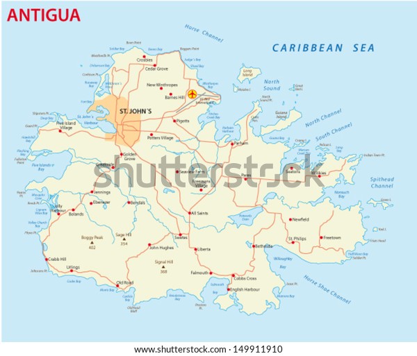 Antigua Road Map Stock Vector (Royalty Free) 149911910