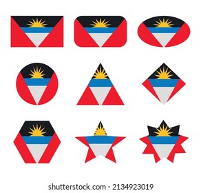 antigua set of flags with geometric shapes