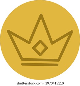 Antigue golden crown, icon illustration, vector on white background