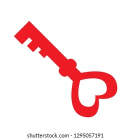 Antigue key with heart. Vector illustration design