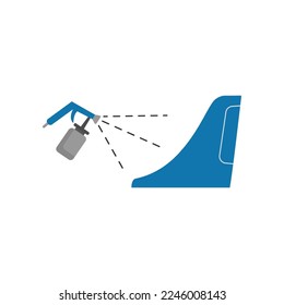 Anti-icing processing of aircraft wing isolated on white background. Airplane parts flat vector. Maintenance, aerospace or aviation industry concept