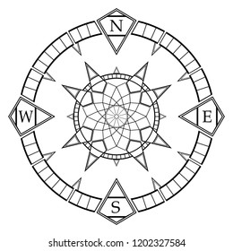 Antik Compass rose vector on an isolated white background.