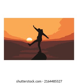 
An anti-light man standing on his feet with the sun