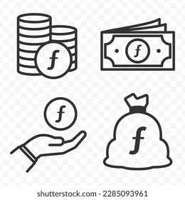 antilles guilder icons set money icon vector image on transparent background (PNG).