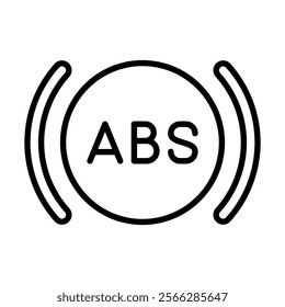 Anti-lock Brake System Indicator icon line vector illustration