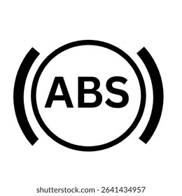 antilock braking system ABS warning light car indicator of ABS malfunction design useful for automotive industry black silhouette