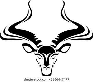 Antilope head tattoo, tattoo illustration, vector on a white background.