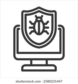 Antimalware Outline Icon Vector Illustration