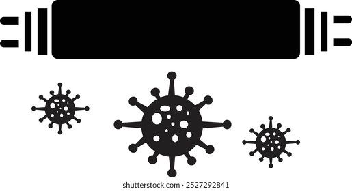 Icono de iluminación antimicrobiana. Esterilización UV y signo de lámpara desinfectante. Símbolo de lámpara UV bactericida. Logo de desinfección de luz UV. estilo plano.