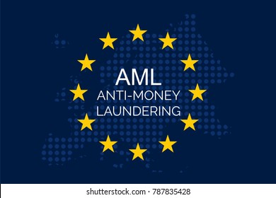 Anti-money laundering concept on european union flag (AML)