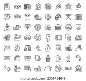 Anti-money laundry icons set outline vector. Bank money. Crime fraud