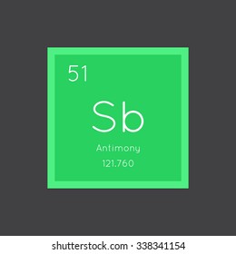 Antimony simple style tile icon. Chemical element of periodic table. Vector illustration EPS8
