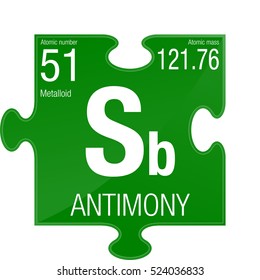 Antimony symbol. Element number 51 of the Periodic Table of the Elements - Chemistry - Puzzle piece with green background