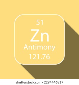 Antimony symbol with long shadow design. Chemical element of the periodic table. Vector illustration.