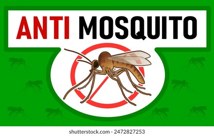 Anti-mosquito sign. Flyer, poster, banner. Vector illustration.