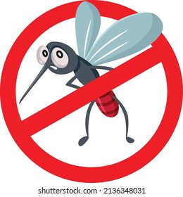 
Anti-Mosquito Sign Vector Cartoon Illustration. Stop disease carrying insects symbol sticker badge design 

