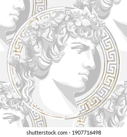 Antinous - Greek Youth And A Favorite Beloved Of The Roman Emperor Hadrian. Seamless Wallpaper. The Symbol Of Same-sex Love, Gay Culture And LGBTQ