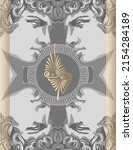 Antinous in the image of the God Apollo, surrounded by a golden round meander, favorite and beloved of the Roman emperor Hadrian. The symbol of same-sex love, gay culture and LGBTQ