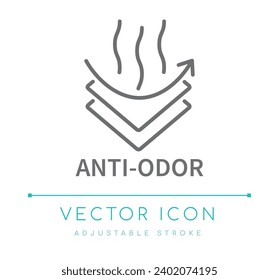 Icono de la línea del vector textil de tela anti-olor