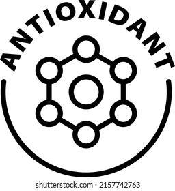 antioxidant black outline badge icon label isolated vector on transparent background	