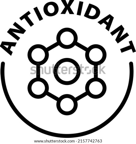 antioxidant black outline badge icon label isolated vector on transparent background	 商業照片 © 