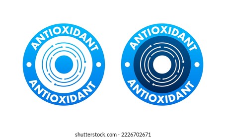 Antioxidant blue sign, label. Vector stock illustration.
