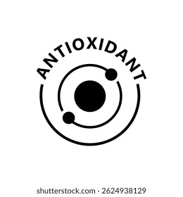 Ícone de molécula de célula livre antioxidante isolado no fundo branco