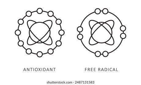 Antioxidant Free Radical Outline Icon Logo Vektorgrafik Design