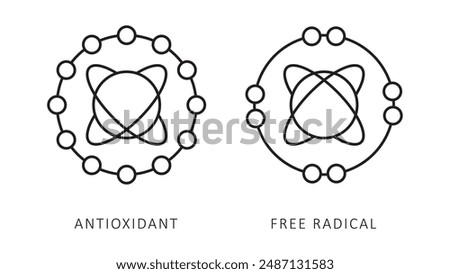 antioxidant free radical outline icon logo vector design