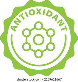 antioxidant green stamp outline badge icon label isolated vector on transparent background