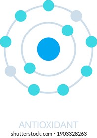 Icono antioxidante en estilo plano. Ilustración de vector molécula sobre fondo aislado blanco. Concepto de negocios desparasitado.