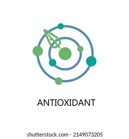 Antioxidant icon. Health benefits molecule, natural vitamins sources, vector isolated illustration for bio organic detox super food advertising, wellness apps. Healthy eating, antiaging dieting. svg