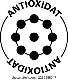 Antioxidant icon on white background. Radical free oxidant molecule sign. Anti oxidant supplement symbol. flat style.