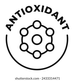 Antioxidant icon. Rich source of antioxidants label. Detox vector illustration for product packaging logo, sign, symbol or emblem isolated.